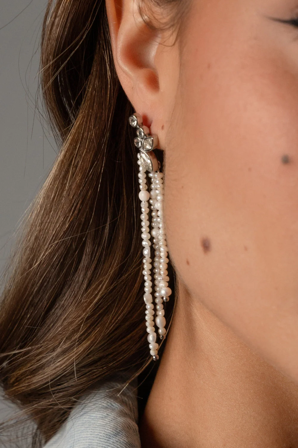 Adorn Earrings Pearl Tassel - Image 2