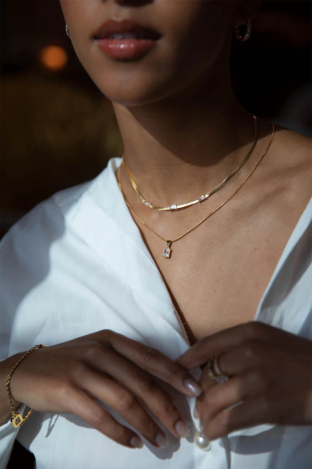 Baguette Stone Pendant Necklace - Image 4