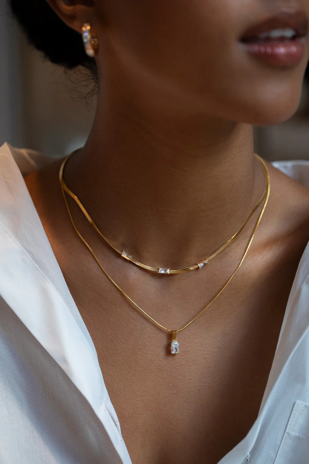 Baguette Stone Pendant Necklace - Image 5