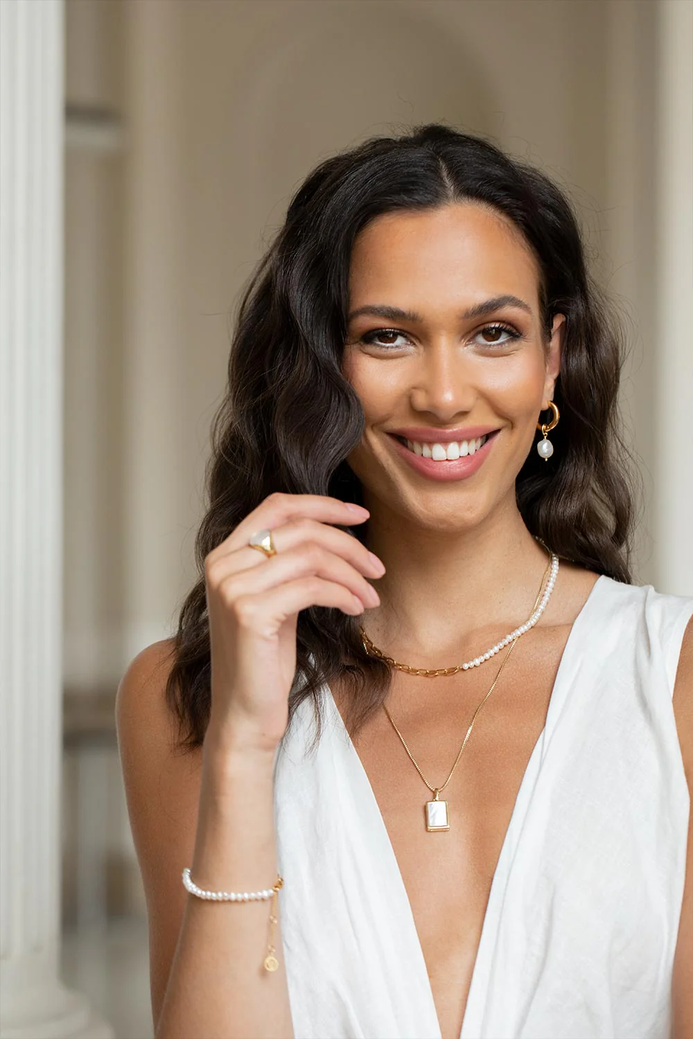 Pearl Charm Hoops - Image 4