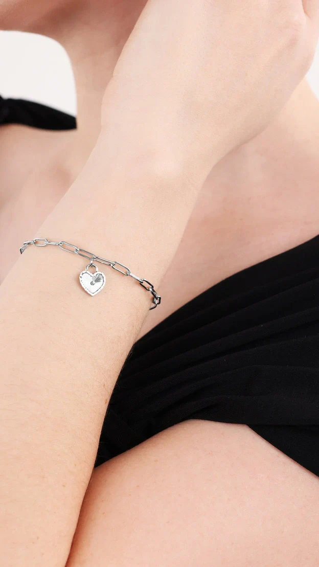 Sunray Heart Charm Pendant Bracelet - Image 4