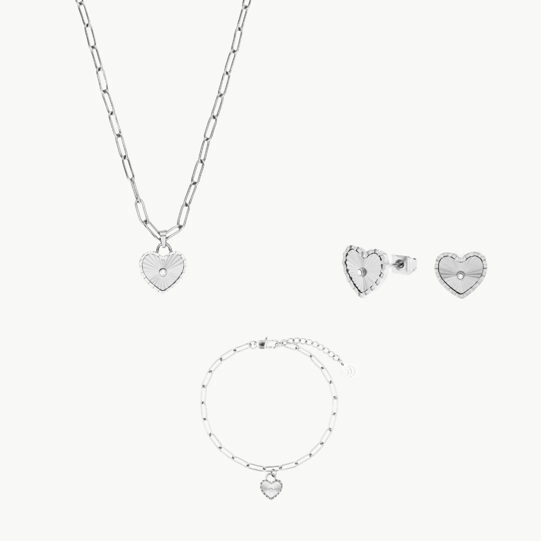 Sunray Heart Set Silver